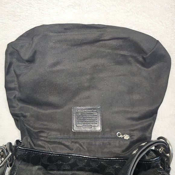 Coach Studded Lurex Black Signature Flap Duffle Crossbody Bag - Picture 9 of 14